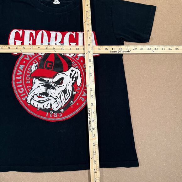 Vintage 90s Georgia Bulldogs T-Shirt Black UGA Mascot Dog Single Stitch Small - Picture 7 of 7